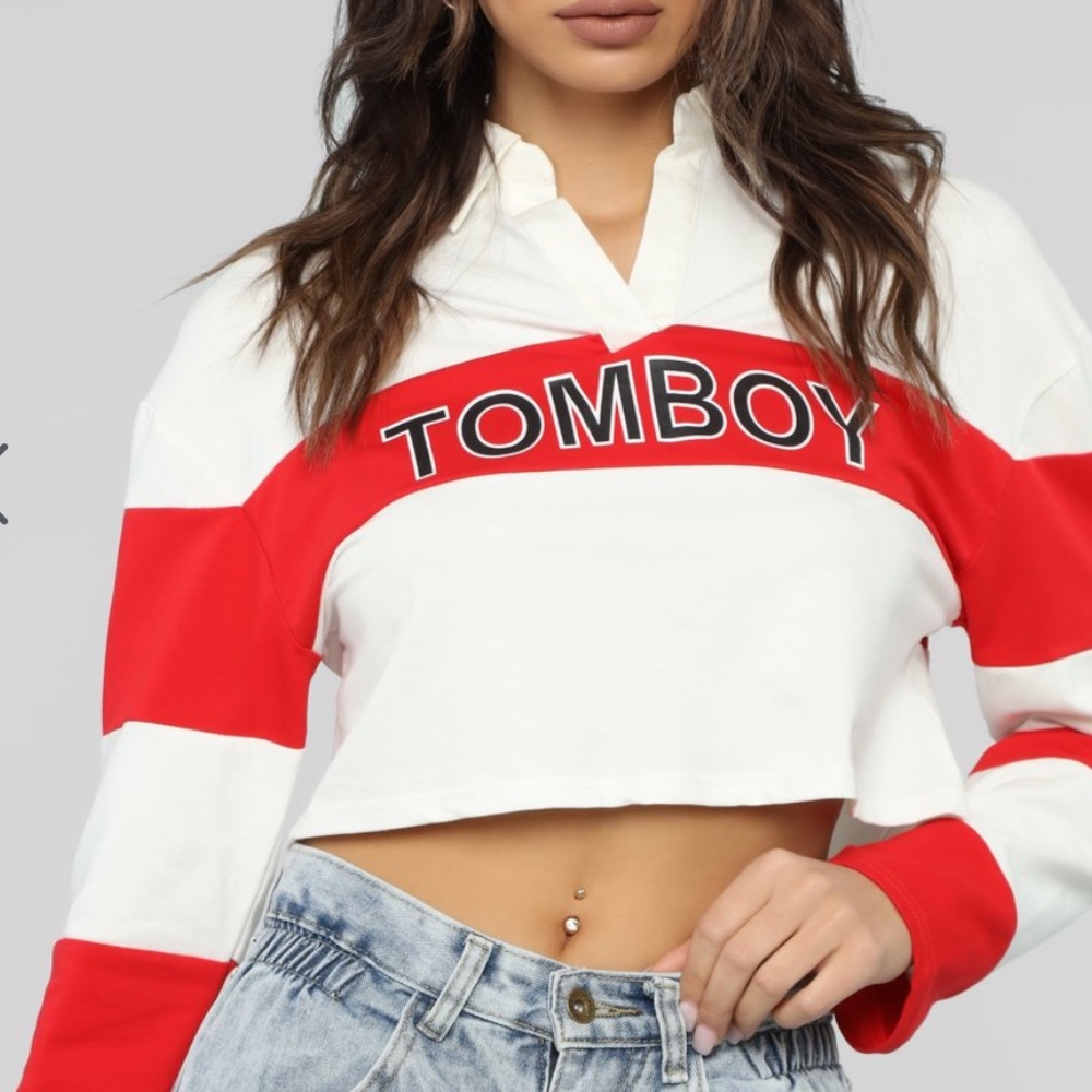 Striped collared tomboy shirt